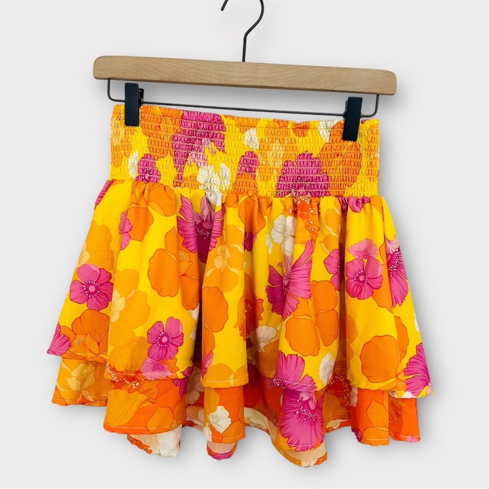 Agua Bendita Floral Teresa Skirt in Yellow Funky Blooms‎ Size Large